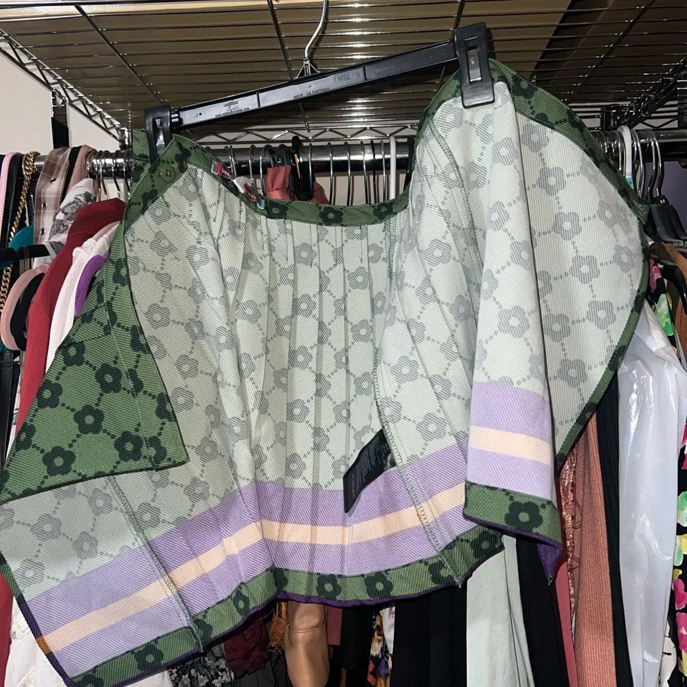 NWT Urban Outfitters Green Skirt with Purple and Orange Bands - Picture 4 of 5